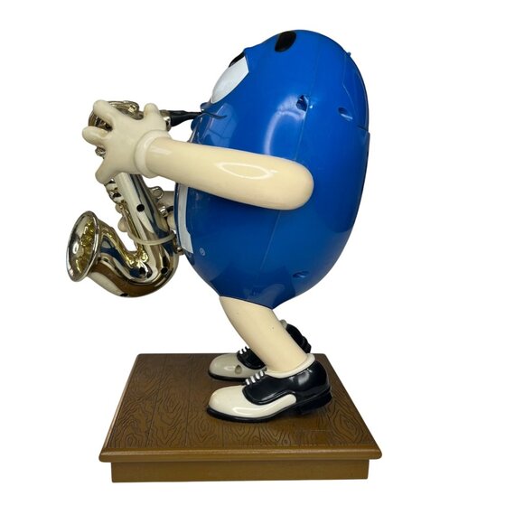 M&M Candy Dispenser Blue Peanut with Saxophone Collectible Holder - Picture 5 of 10